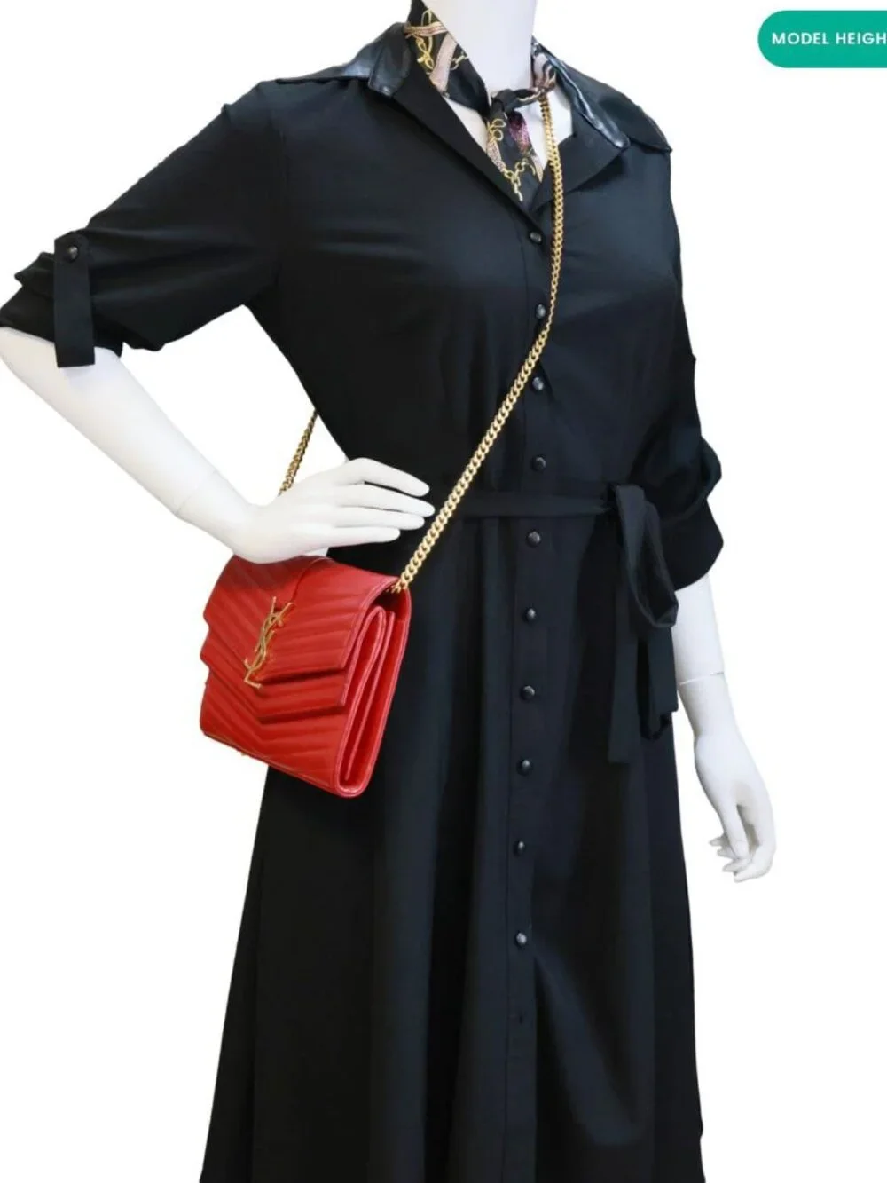 Yves Saint Laurent  Sulpice Matelasse Leather Wallet On Chain Red